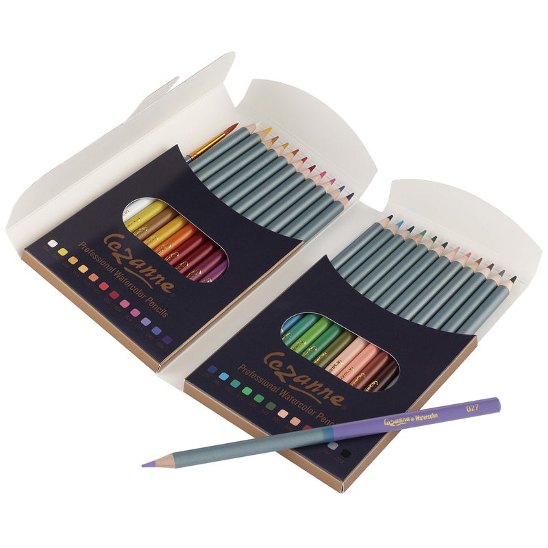 cezanne Creative Mark Cezanne Watercolor Pencil Set of 24 - Professional Artist Quality Soft Core Leads for Watercolour Painting, Coloring, Drawing, Layering, Blending, Shading, Use Wet or Dry - Image 1